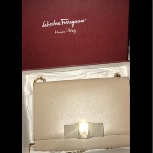Salvatore Ferragamo Cream Vara mini crossbody